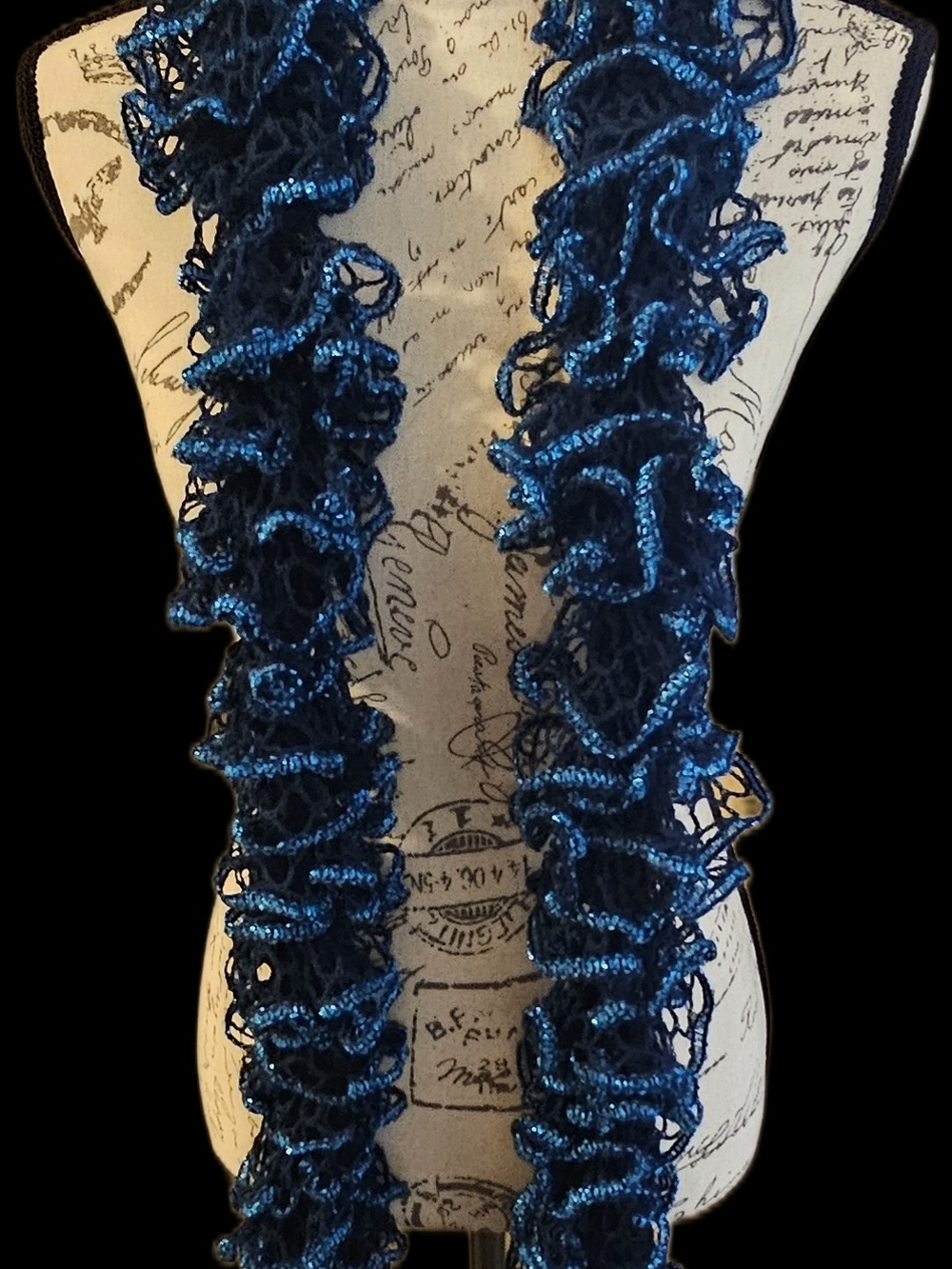 Blue Ruffle Knit Scarf - Women's Accessory